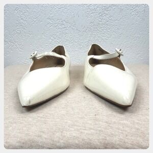 Ann‎ Taylor White Patent Leather Mary Jane Pointed Toe Flats Women Balletcore